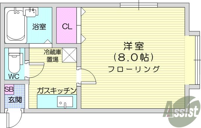 リモーブルクレア(1K/2階)の間取り写真
