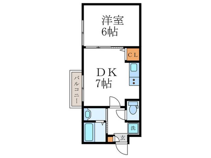 フォルトゥーナ中堂寺(1DK/3階)の間取り写真
