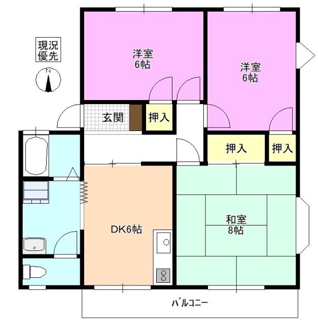 赤羽マンション(3DK/2階)の間取り写真