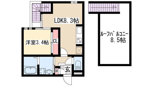 GRANDTIC塩釜口(1LDK/2階)の間取り写真