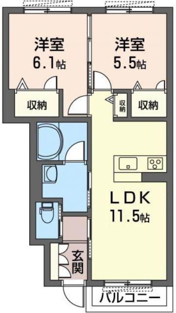 VILA KEYAKI(2LDK/1階)の間取り写真
