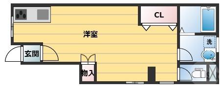 西三国ハイツ(ワンルーム/1階)の間取り写真