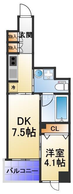 アミティエ扇町公園(1DK/7階)の間取り写真