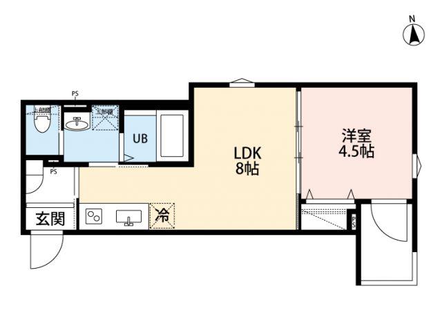 ROBOT HOME 六町III(1LDK/1階)の間取り写真