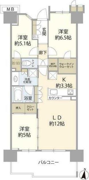 オハナ豊田多摩平の森(3LDK/10階)の間取り写真