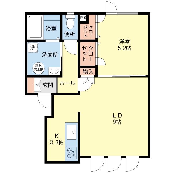 RESIDENCE WASHIBETSU2(1LDK/1階)の間取り写真