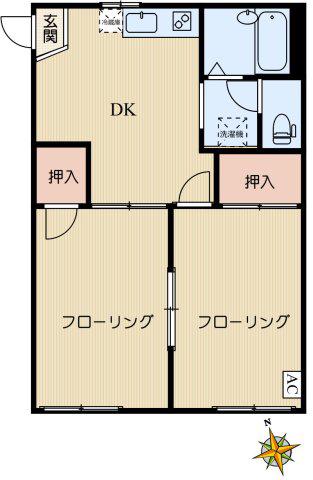 オウク千駄木(2DK/1階)の間取り写真