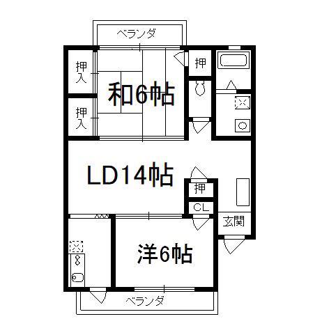 星野マンション(2LDK/2階)の間取り写真