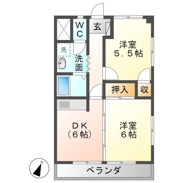 野田ハイツ(2DK/3階)の間取り写真