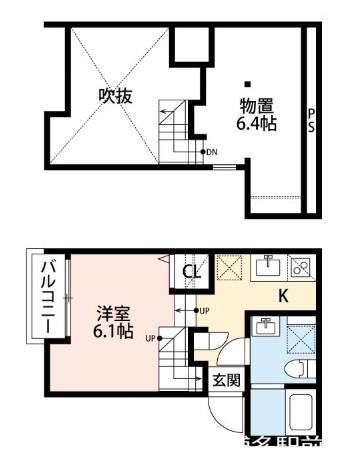 ブルージュ井尻(1SK/1階)の間取り写真