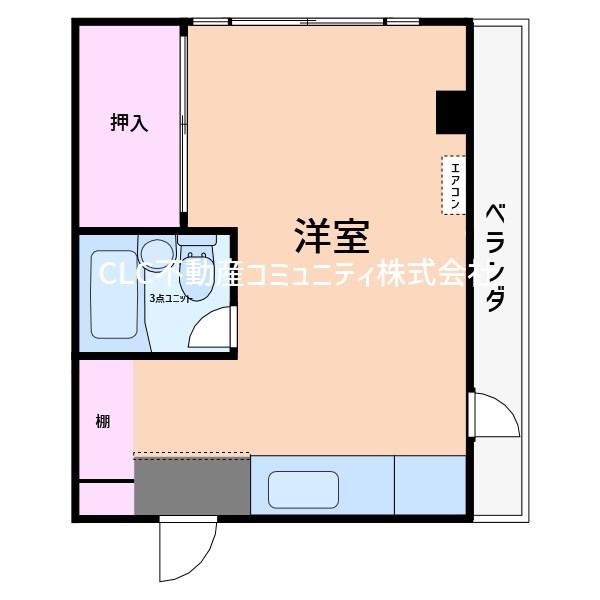 睦月ビル(ワンルーム/3階)の間取り写真