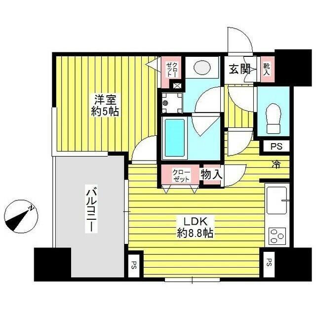 ルピナス・グランドカーサ西巣鴨(1LDK/5階)の間取り写真