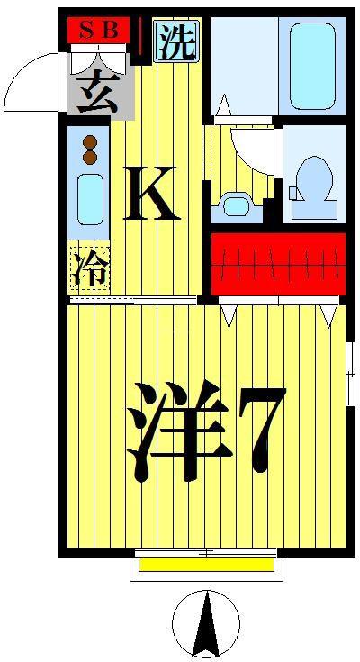 コンフォート (1K/1階)の間取り写真
