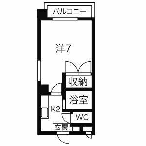 レクサス原(1K/4階)の間取り写真