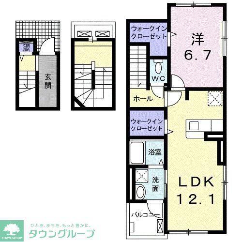 シェーネアンジュクロシェットB(1LDK/3階)の間取り写真