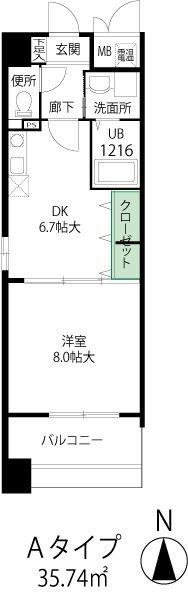 パストラーレ江坂(1DK/5階)の間取り写真