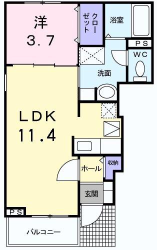 サニースクエアII(1LDK/1階)の間取り写真