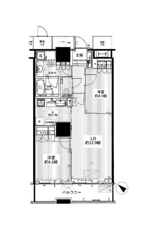 THE TOKYO TOWERS シータワー(2LDK/16階)の間取り写真