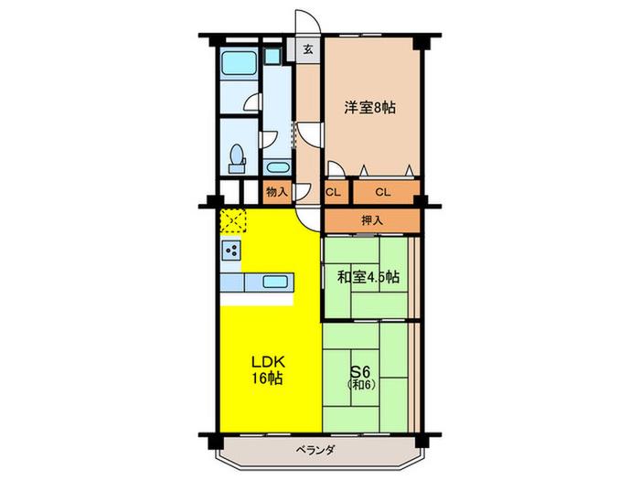 御影パークマンション(2SLDK/5階)の間取り写真