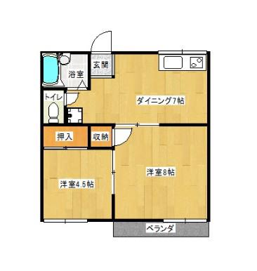コーポラスTSUKASA(2DK/1階)の間取り写真