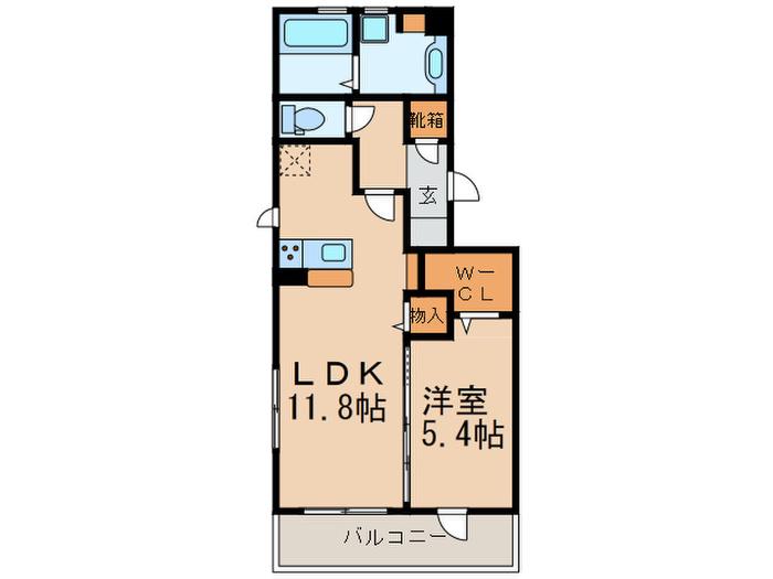 カレントII(1LDK/2階)の間取り写真