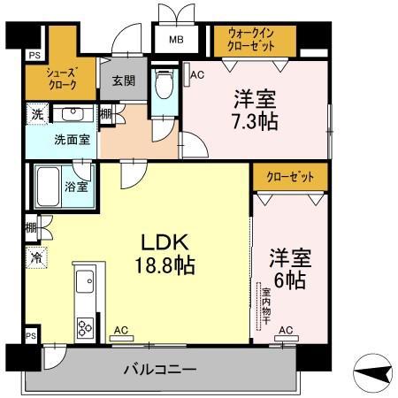 フォーティスMGH(1LDK/1階)の間取り写真