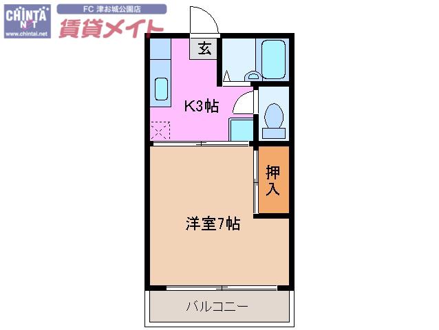 アクティブシティC(1K/1階)の間取り写真