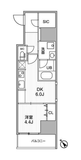 ライムレジデンスマチダ(1DK/12階)の間取り写真