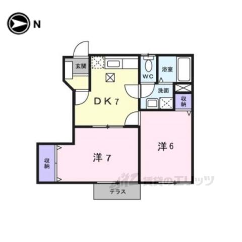 アーバンクレスト王寺(2DK/1階)の間取り写真