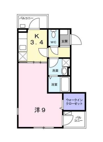 ラ・フレーズ(1K/2階)の間取り写真