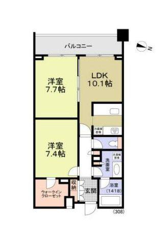 ティー・シティ六角橋(2SLDK/3階)の間取り写真
