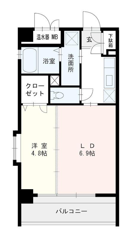 ソレイユ ユニバ通(1LDK/3階)の間取り写真
