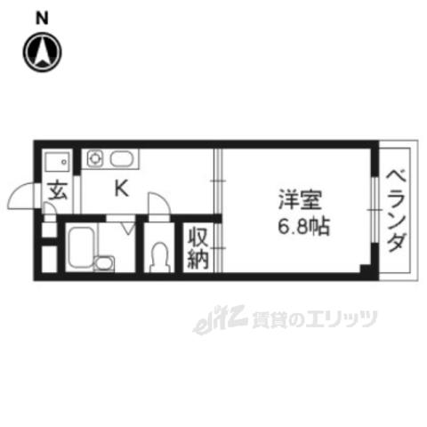 リバーサイド西牧野(1K/1階)の間取り写真