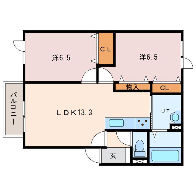 WHITE LABELIII(2LDK/2階)の間取り写真