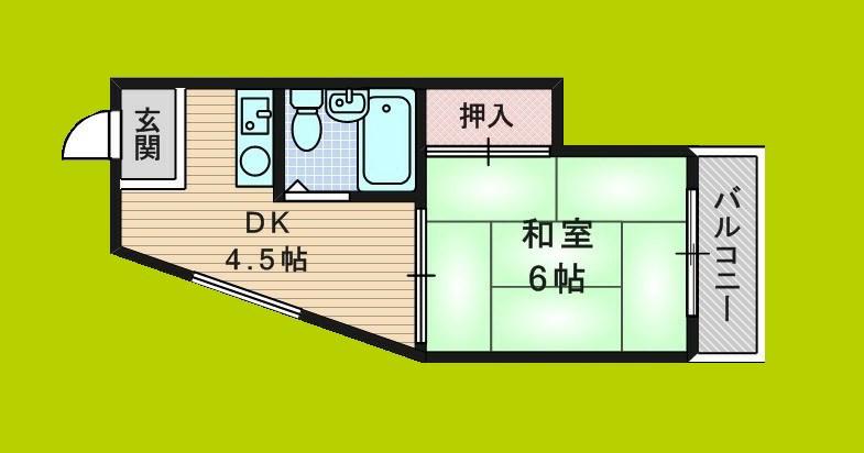 豊里丸富マンション(1DK/3階)の間取り写真