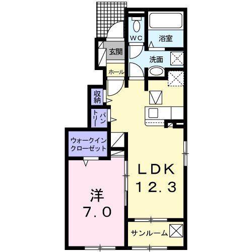 サニー S(1LDK/1階)の間取り写真