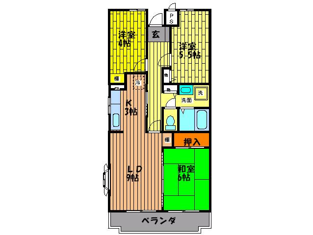 GREEN VILLA GORYO(3LDK/1階)の間取り写真