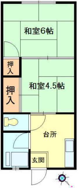 陽光荘(2K/2階)の間取り写真