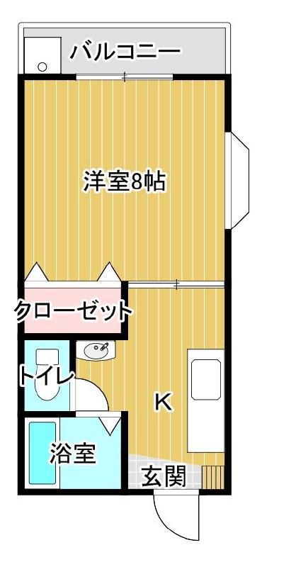 カレンハイツ(1K/1階)の間取り写真
