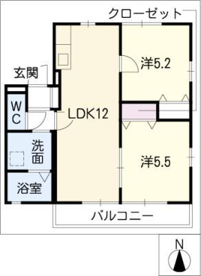 フォレスト M(2LDK/1階)の間取り写真