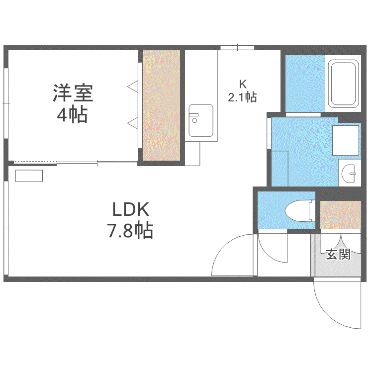 CARDANO麻生(1LDK/2階)の間取り写真