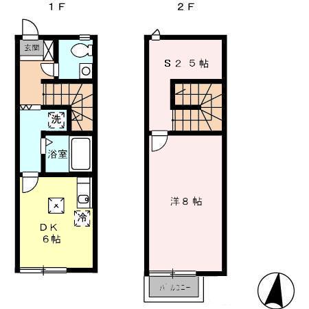 リースランド古賀島B(1DK/1階)の間取り写真