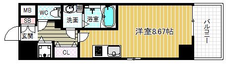 JMFレジデンス大阪福島(ワンルーム/9階)の間取り写真