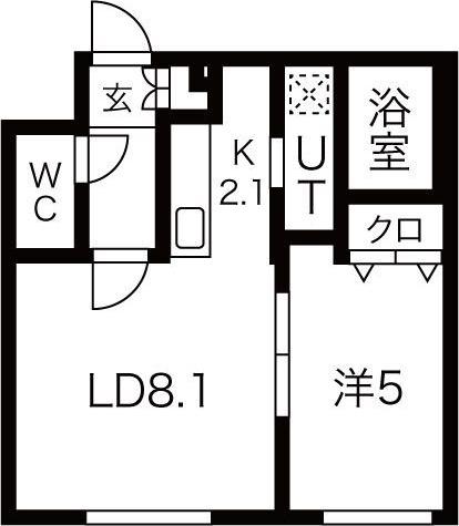 プラムクリークR(1LDK/4階)の間取り写真