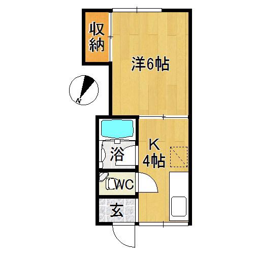 プラザINKEI B棟(1K/2階)の間取り写真