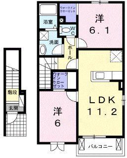 スザンヌ ラングランE(2LDK/2階)の間取り写真