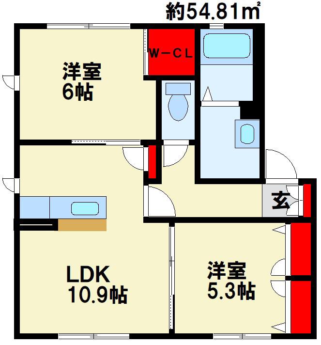 グランシャリオ(2LDK/1階)の間取り写真