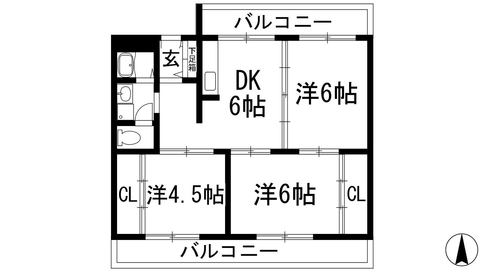 ヴィラひばりが丘(3DK/2階)の間取り写真