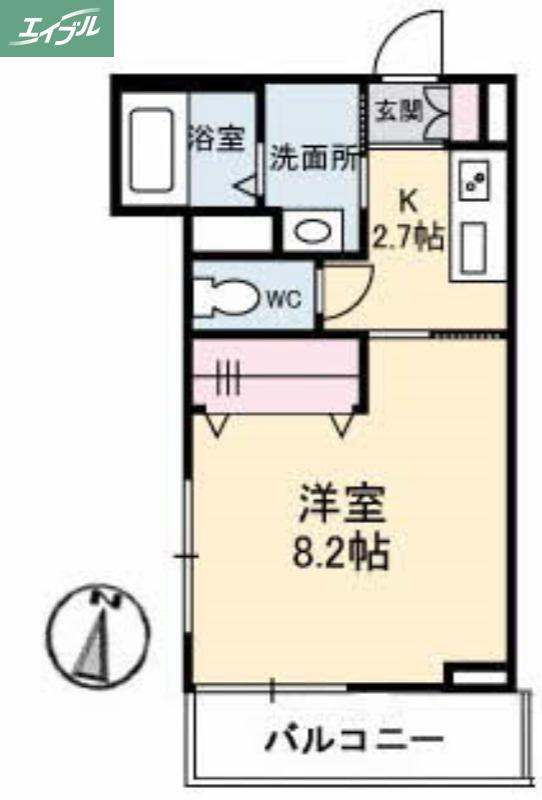 アスール高柳(1K/2階)の間取り写真
