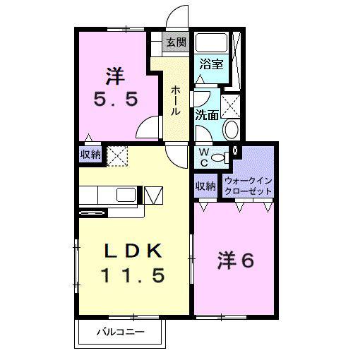 エクセランI(2LDK/1階)の間取り写真